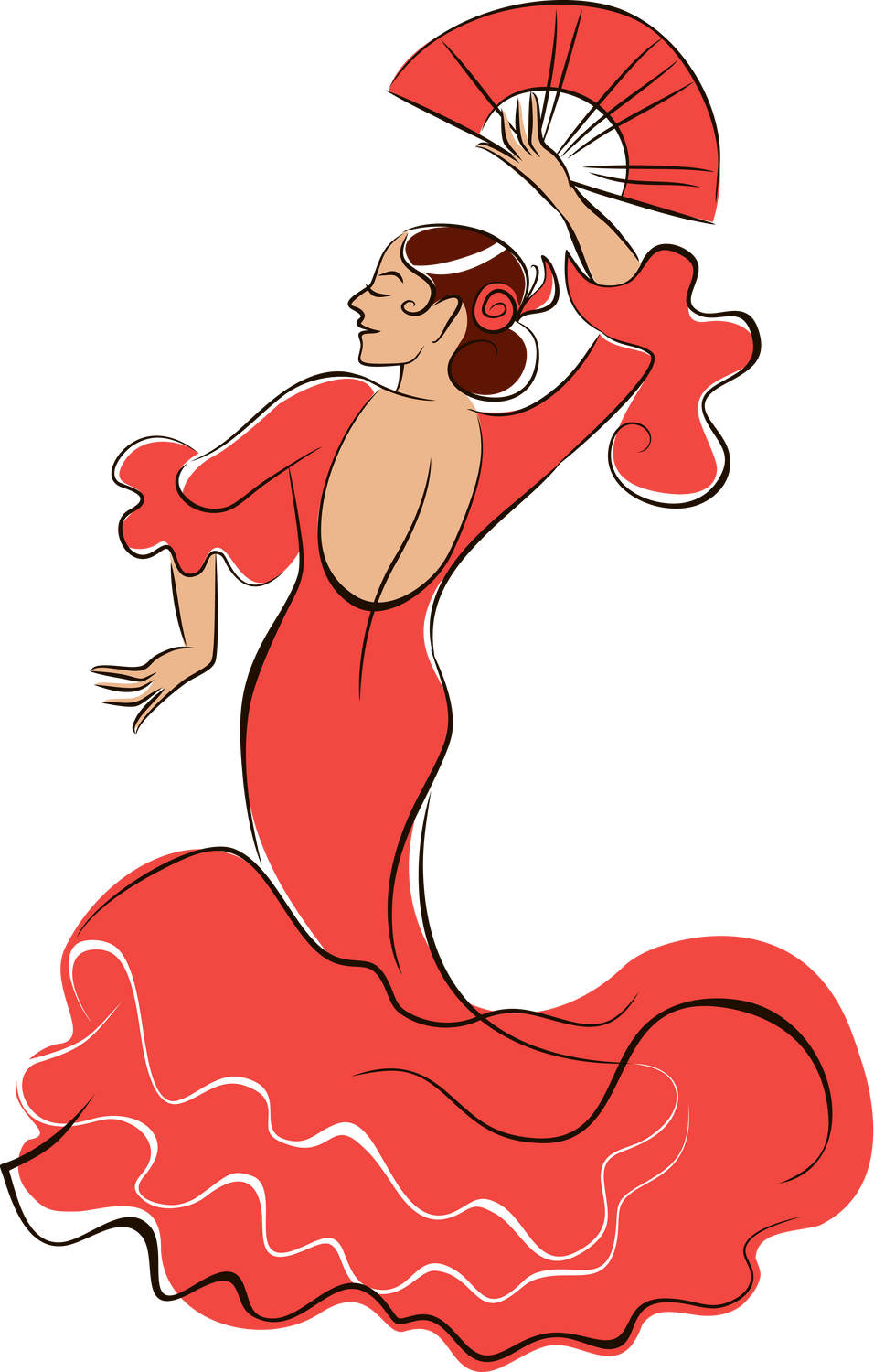 Flamenco dancer. Woman dancing flamenco in Spanish traditional dress