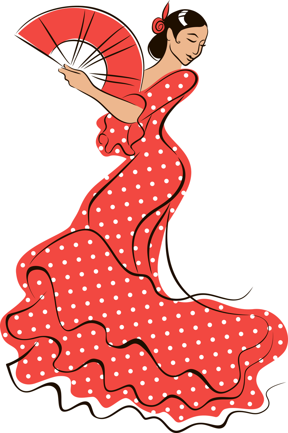 Flamenco dancer. Woman dancing flamenco in Spanish traditional dress